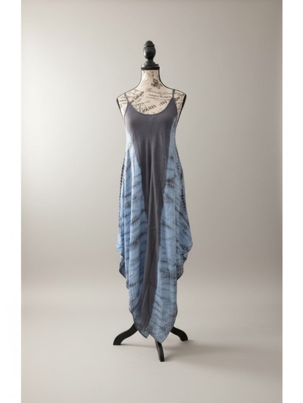 Elan Tie Dye Maxi Dress Handkerchief Hem Boho Draped Adjustable Straps NWT S-L - Picture 2 of 6